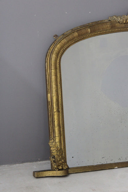 Antique Gilt Overmantle Mirror - Kernow Furniture