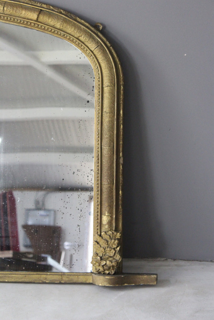 Antique Gilt Overmantle Mirror - Kernow Furniture