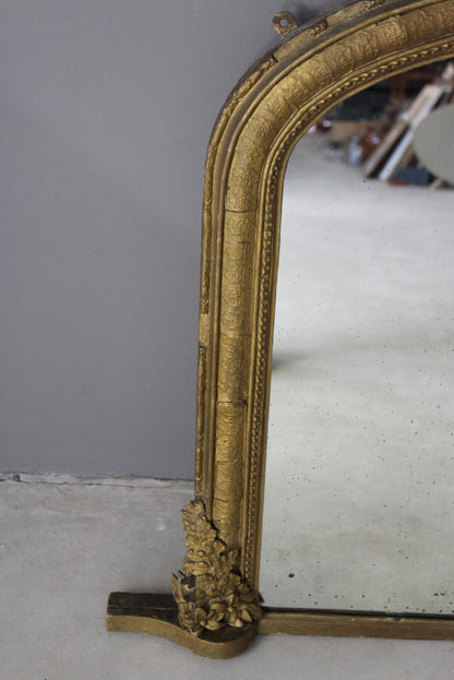 Antique Gilt Overmantle Mirror - Kernow Furniture