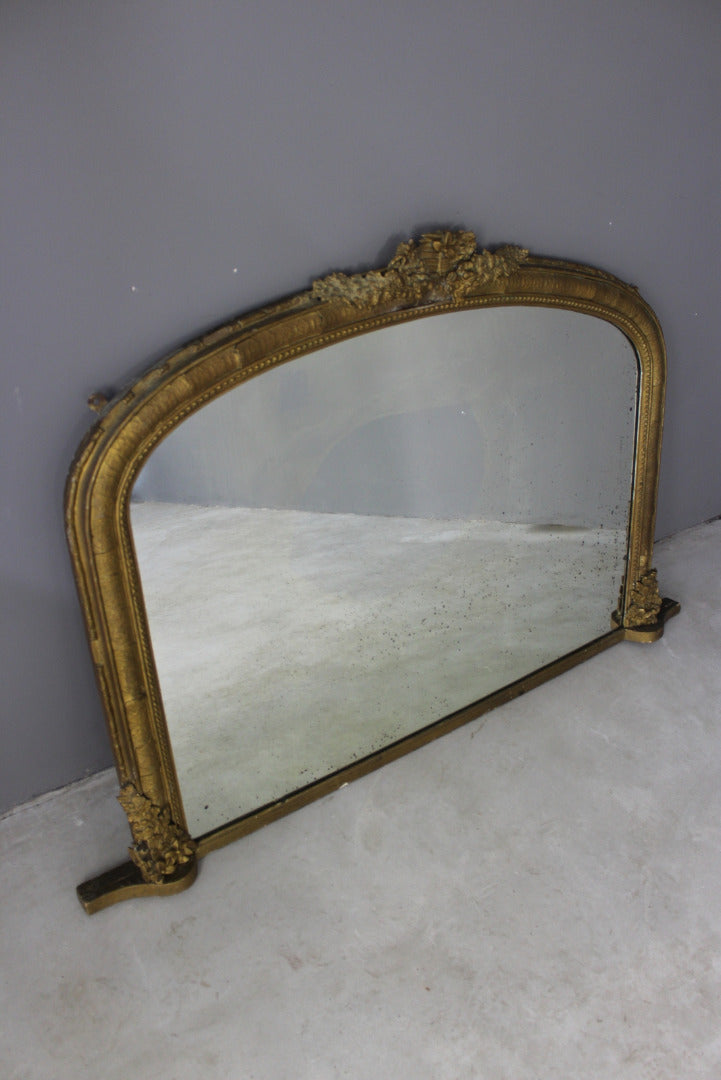 Antique Gilt Overmantle Mirror - Kernow Furniture