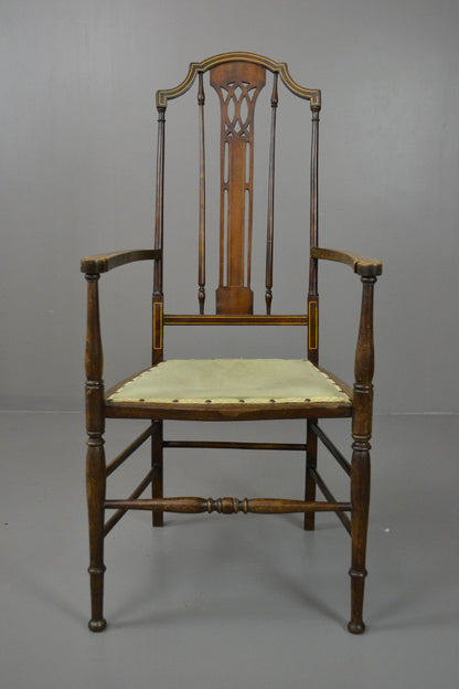 Art Nouveau Open Arm Carver Chair - Kernow Furniture