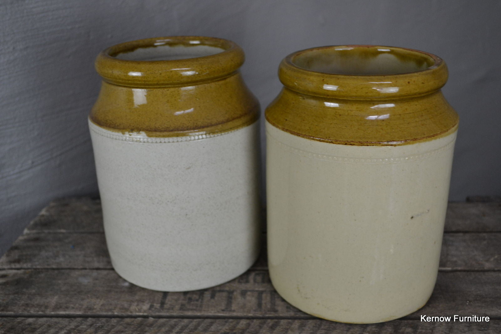 Pair Large Stoneware Jars - Kernow Furniture