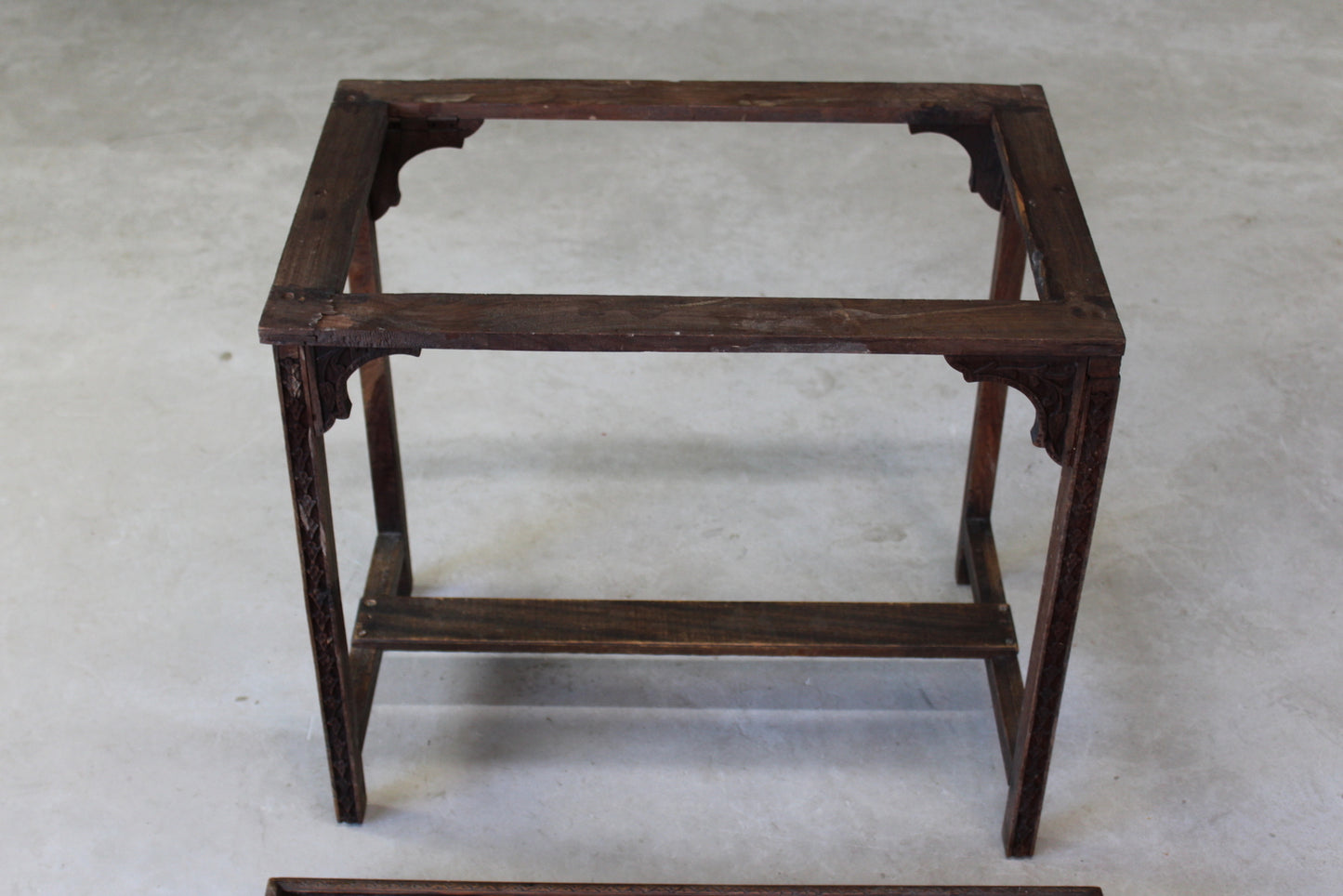 Indian Carved Teak Tray on Stand - Kernow Furniture