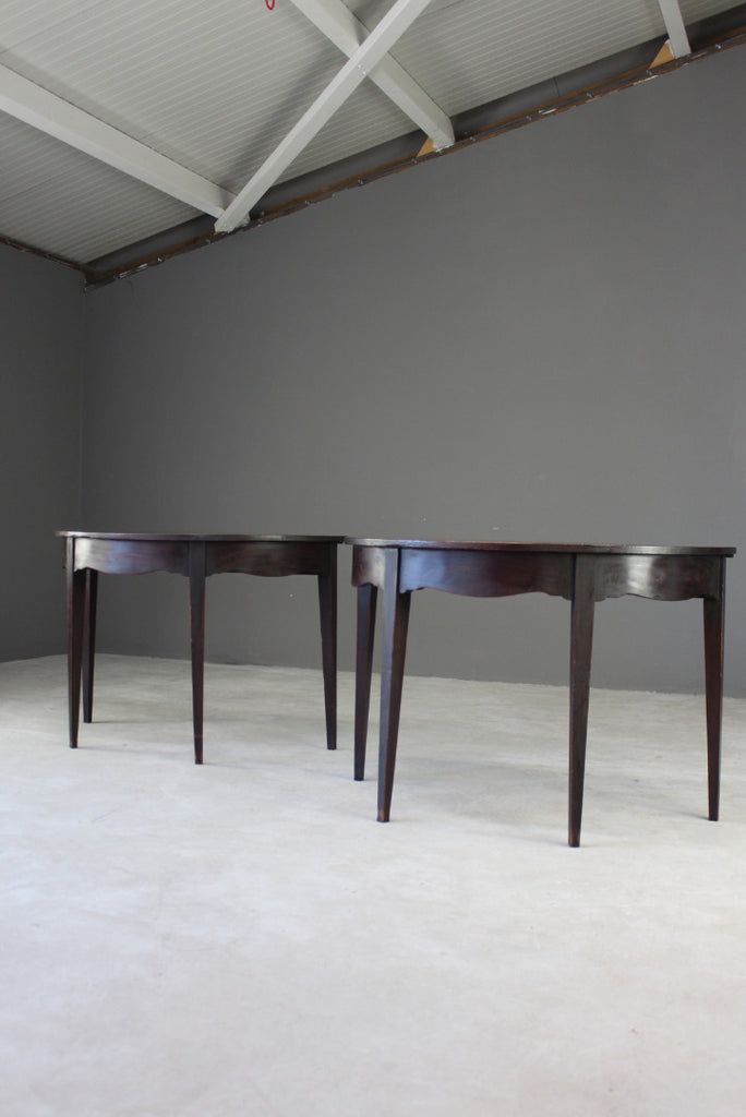 Pair Georgian Mahogany D End Side Tables - Kernow Furniture
