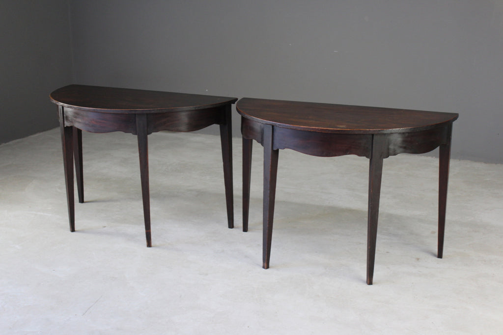 Pair Georgian Mahogany D End Side Tables - Kernow Furniture