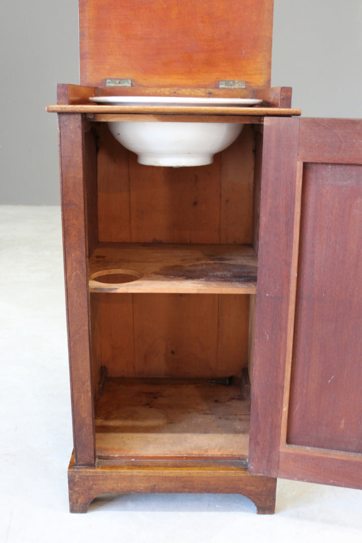 Antique Mahogany Pot Cupboard & Original Basin - Kernow Furniture