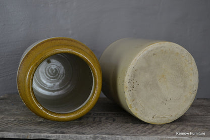 Pair Large Stoneware Jars - Kernow Furniture