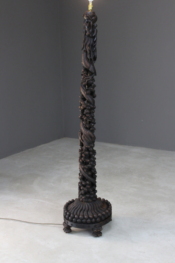 Chinese Carved Standard Lamp - Kernow Furniture