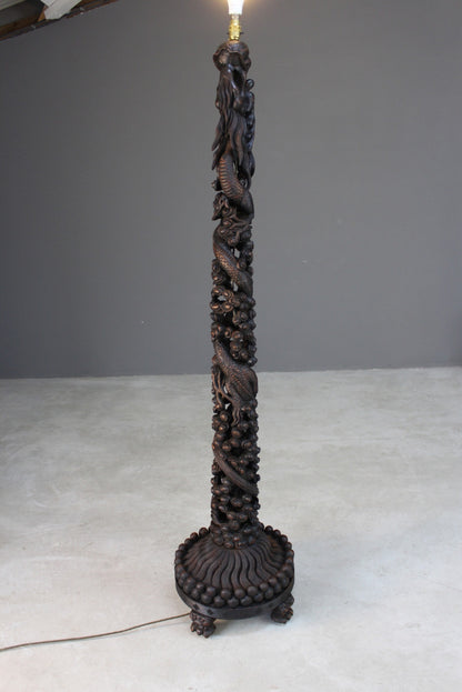 Chinese Carved Standard Lamp - Kernow Furniture