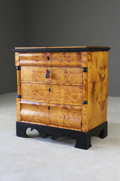 Antique Biedermeier Satin Sycamore Chest - Kernow Furniture