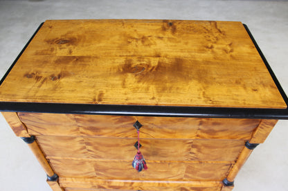 Antique Biedermeier Satin Sycamore Chest - Kernow Furniture