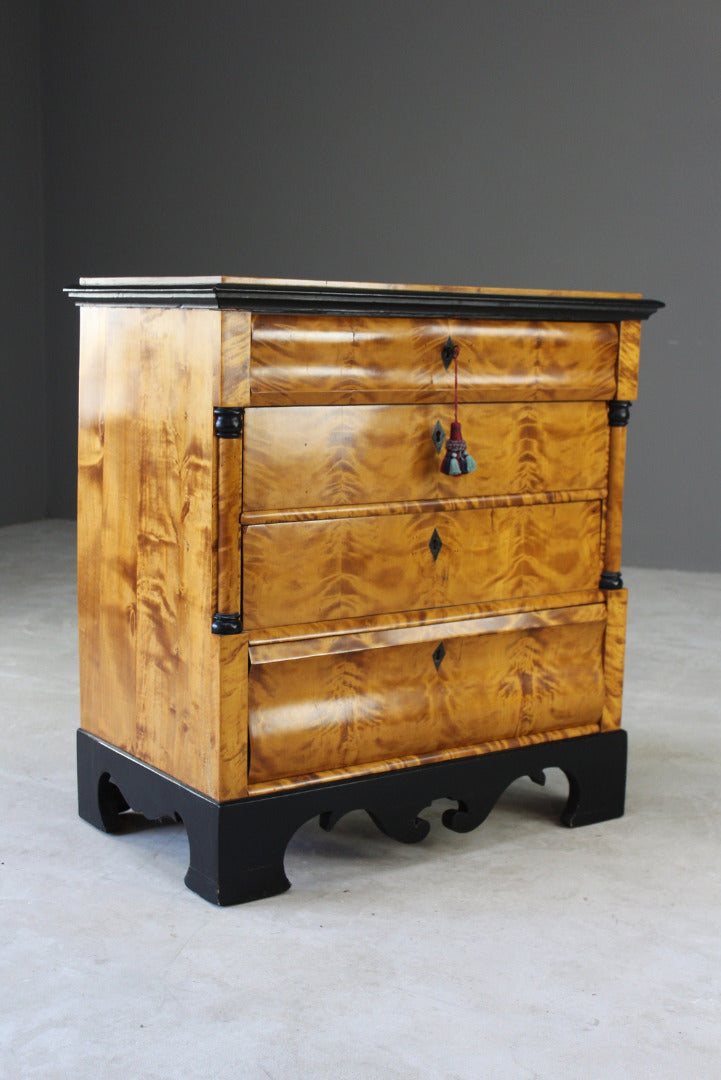 Antique Biedermeier Satin Sycamore Chest - Kernow Furniture