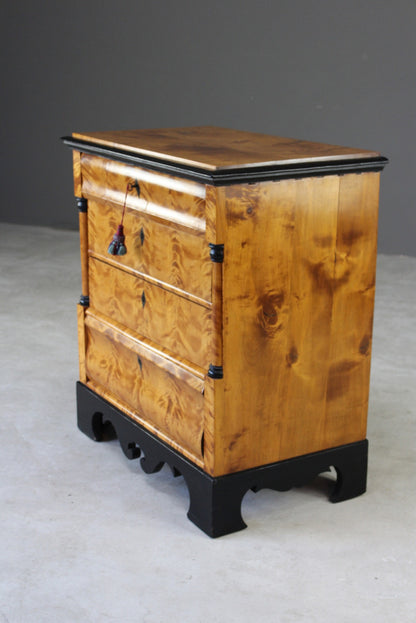 Antique Biedermeier Satin Sycamore Chest - Kernow Furniture