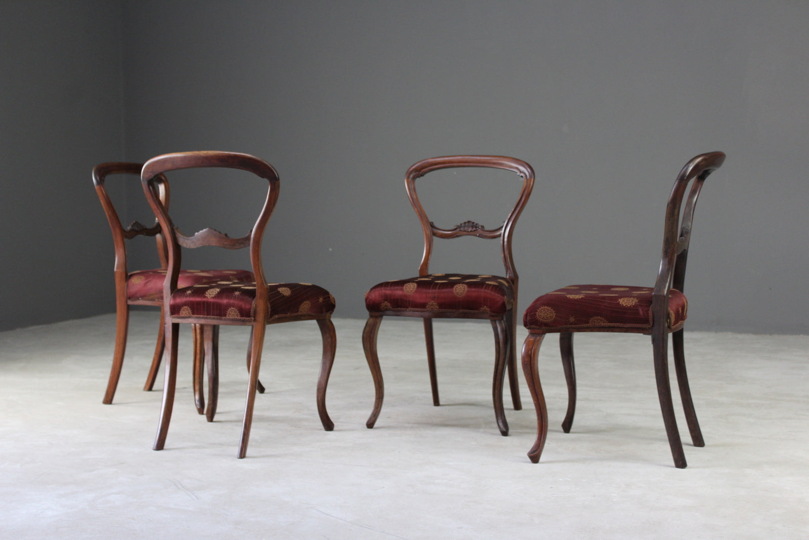 4 Victorian Rosewood Dining Chairs - Kernow Furniture