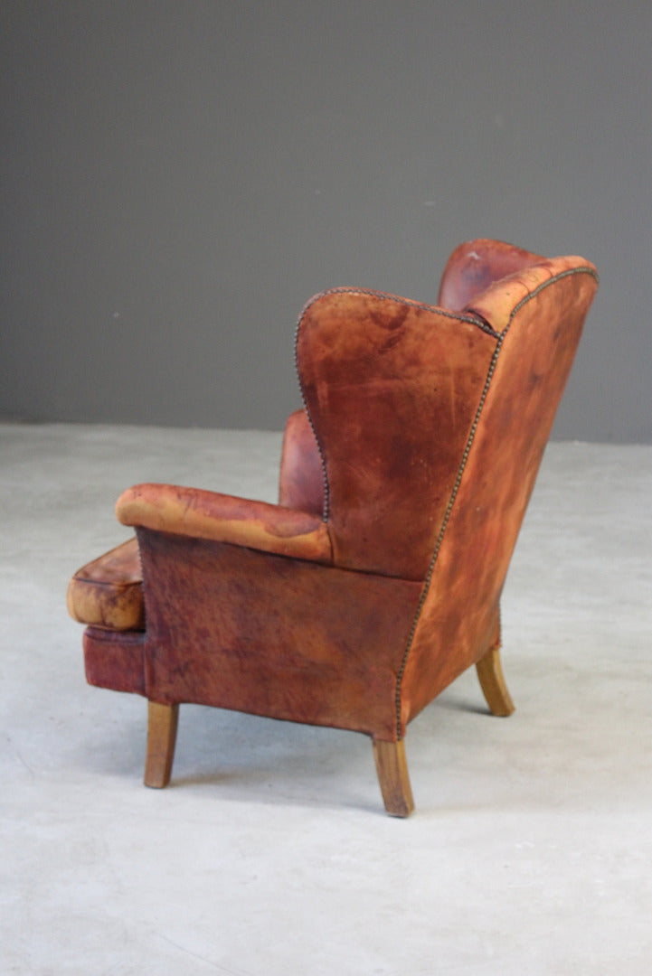 Brown Leather Button Back Chair - Kernow Furniture