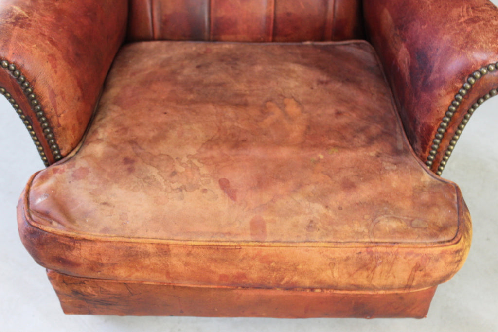 Brown Leather Button Back Chair - Kernow Furniture