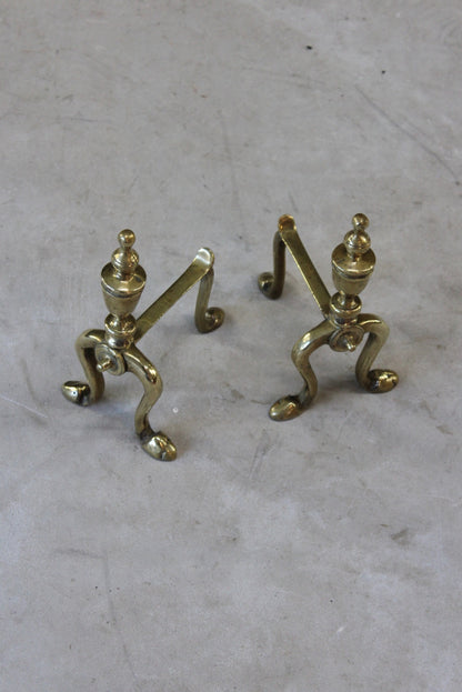 Pair Victorian Brass Andirons - Kernow Furniture