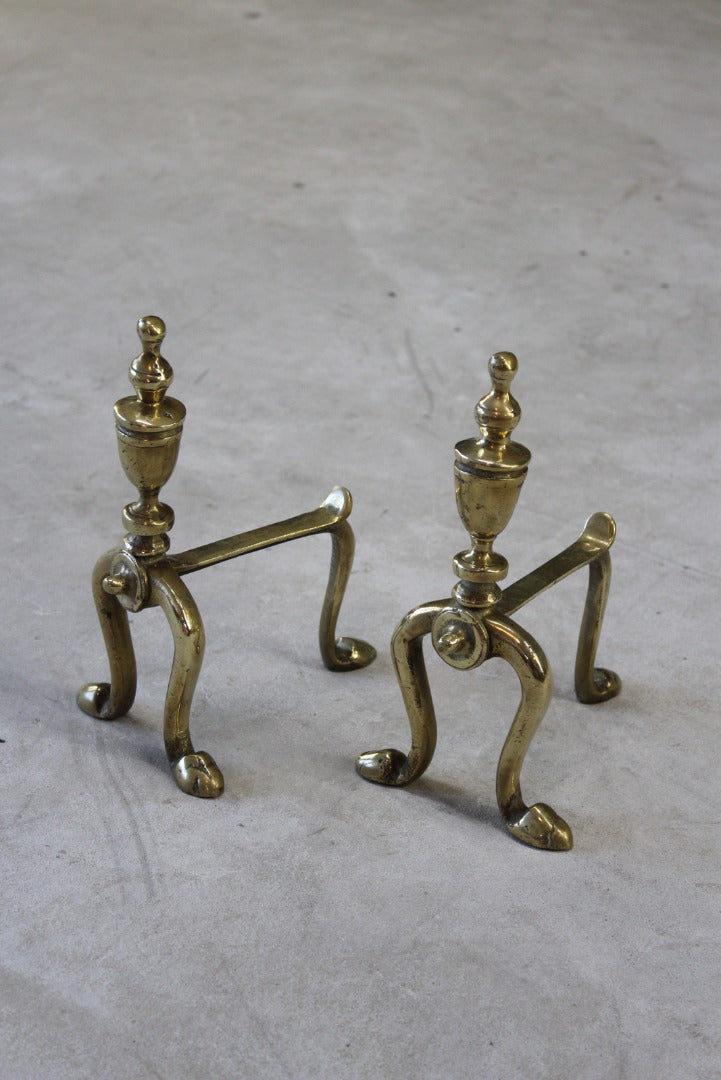 Pair Victorian Brass Andirons - Kernow Furniture