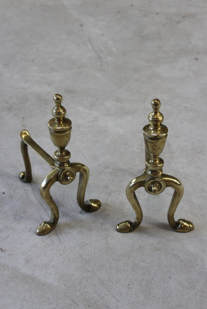 Pair Victorian Brass Andirons - Kernow Furniture