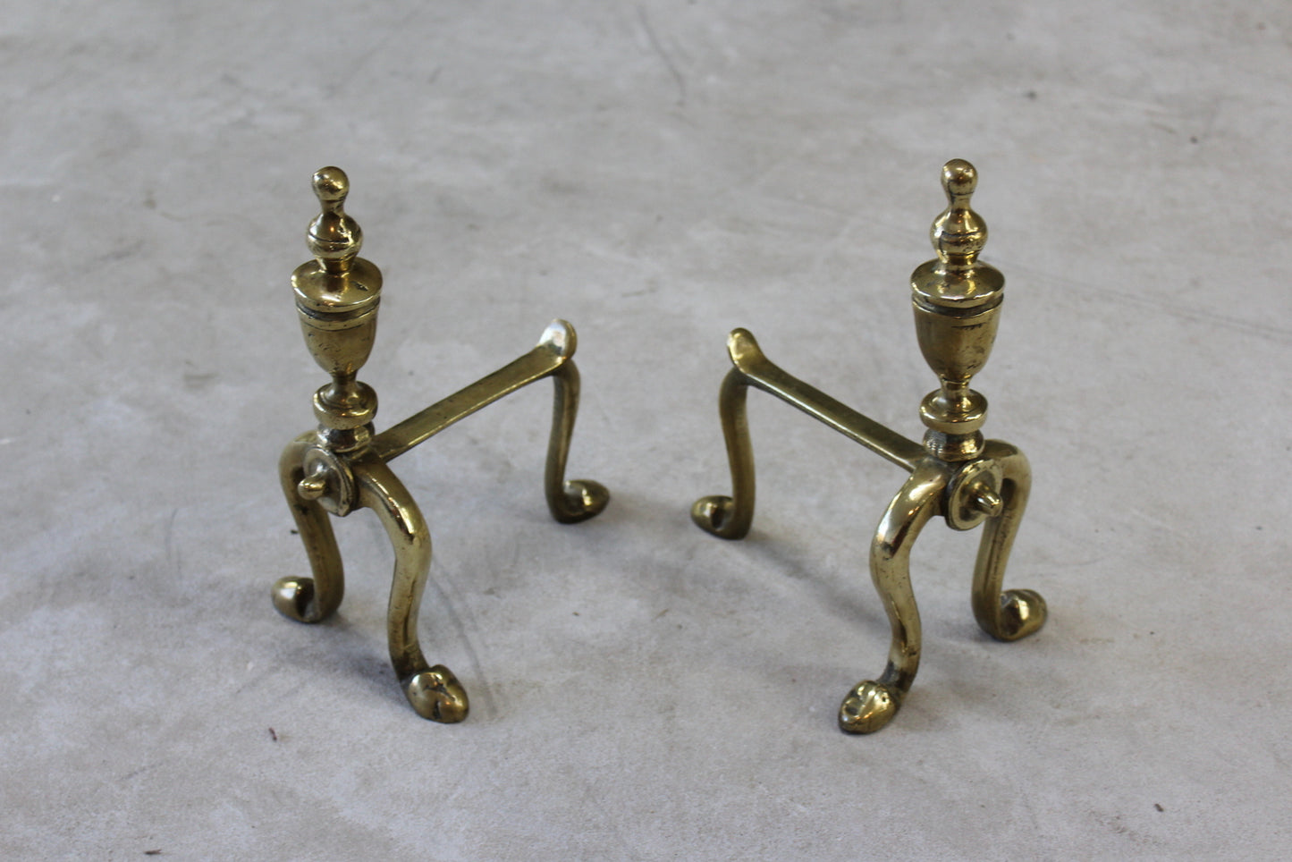 Pair Victorian Brass Andirons - Kernow Furniture