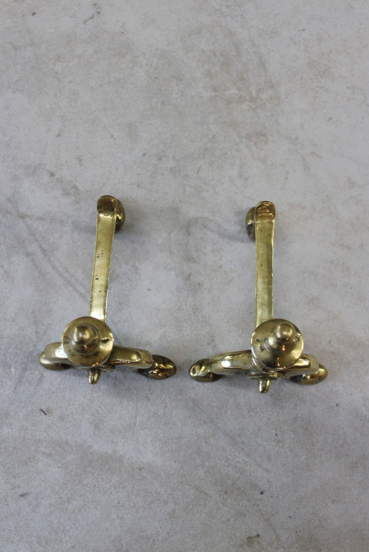 Pair Victorian Brass Andirons - Kernow Furniture