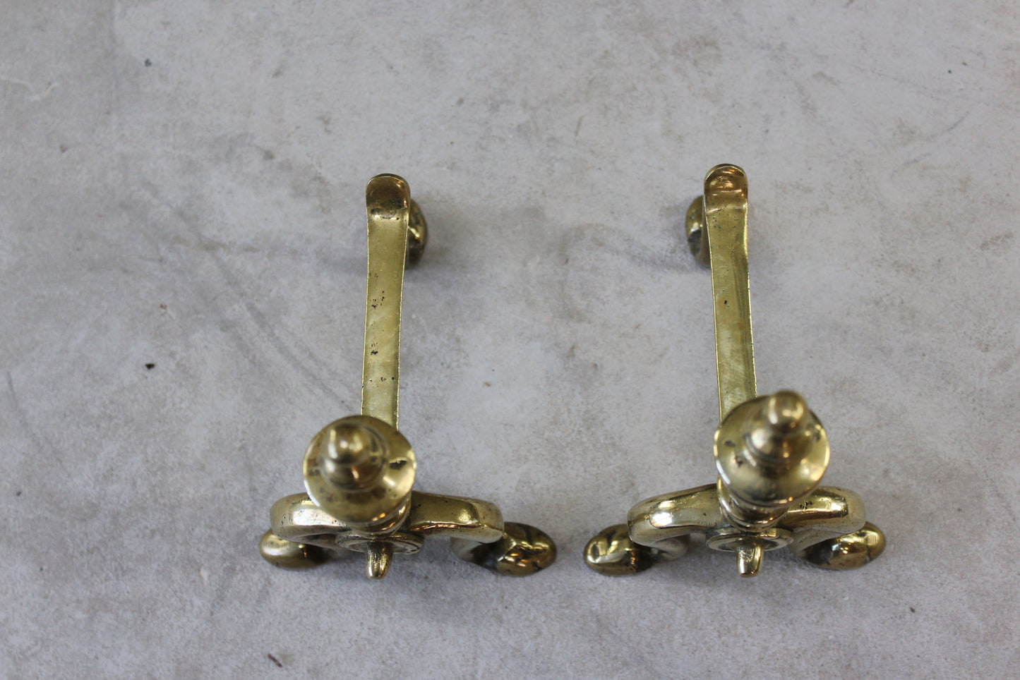 Pair Victorian Brass Andirons - Kernow Furniture