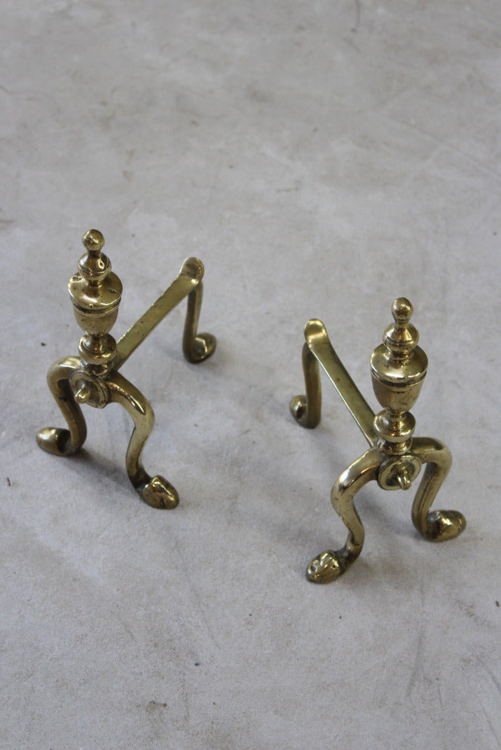 Pair Victorian Brass Andirons - Kernow Furniture