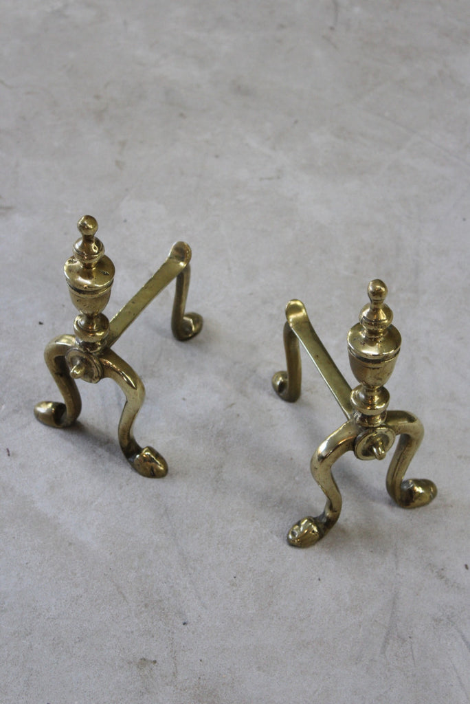 Pair Victorian Brass Andirons - Kernow Furniture