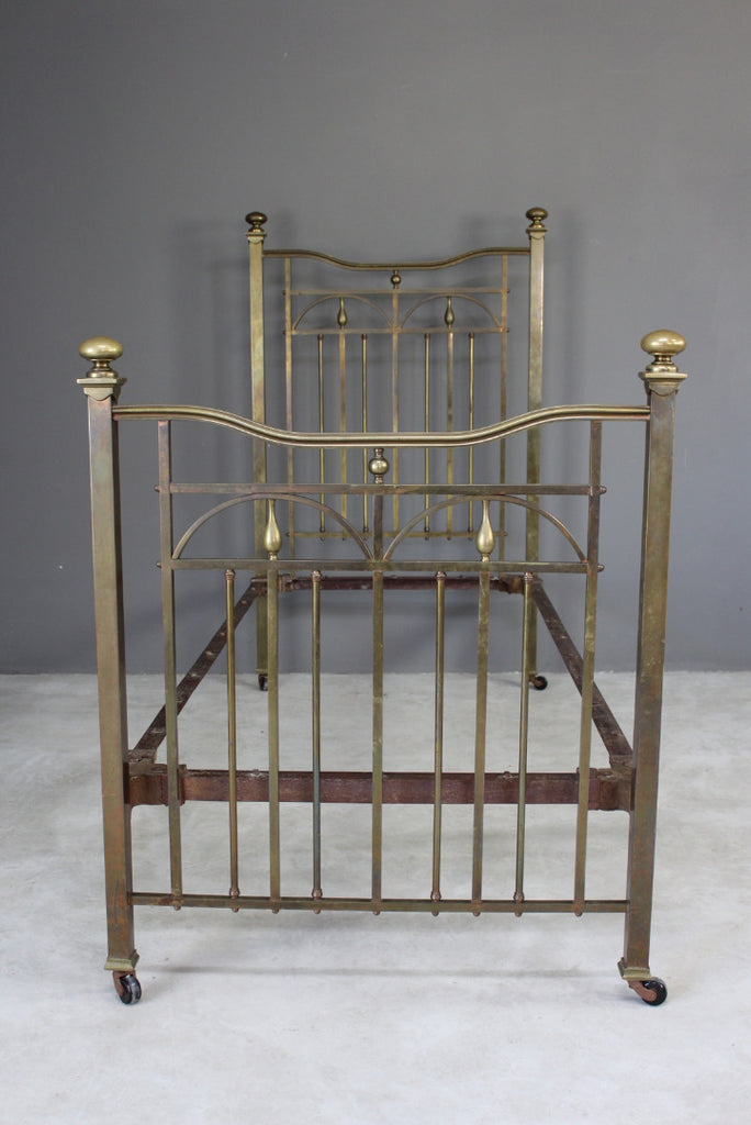 Antique Edwardian 3ft Brass Single Bed - Kernow Furniture
