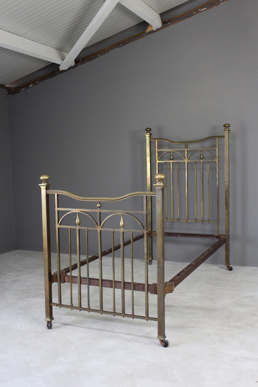 Antique Edwardian 3ft Brass Single Bed - Kernow Furniture