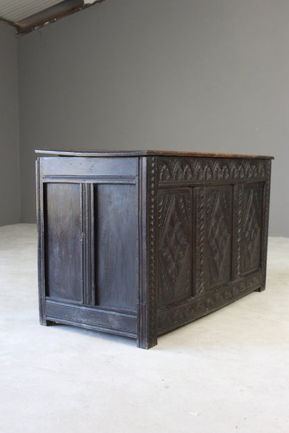 Antique Carved Oak Coffer - Kernow Furniture