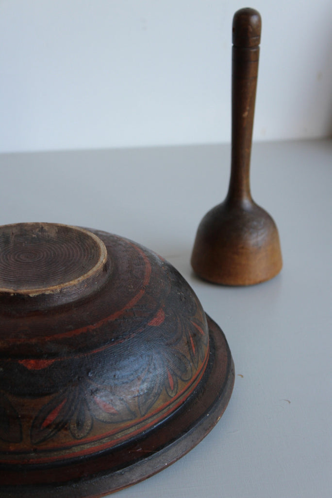 Folk Style Wooden Bowl - Kernow Furniture