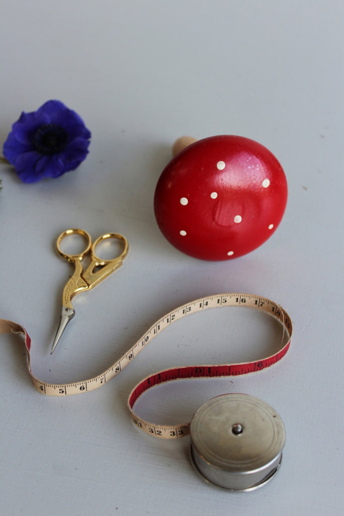Vintage Sewing Scissors Tape & Darning Mushroom - Kernow Furniture