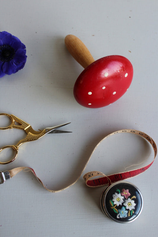 Vintage Sewing Scissors Tape & Darning Mushroom - Kernow Furniture
