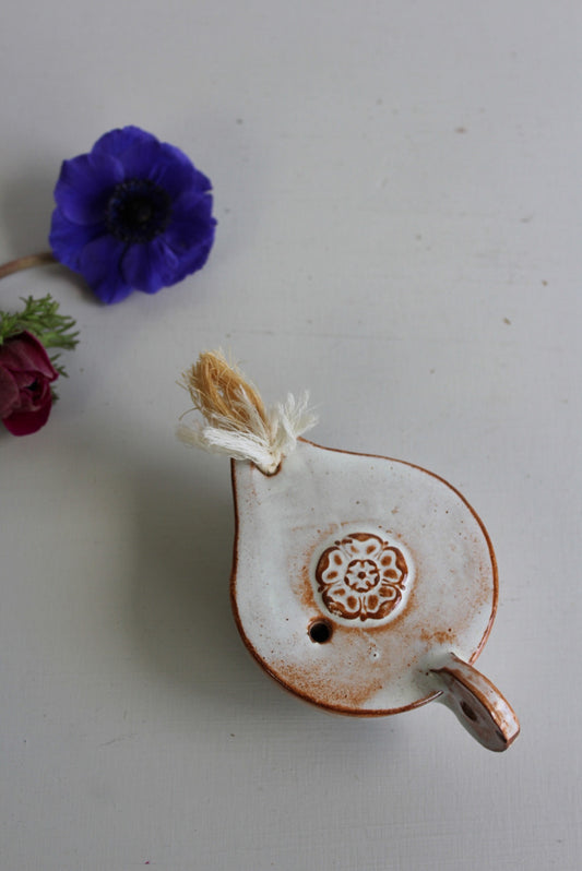 Glazed Earthenware Roman Style Oil Lamp - Kernow Furniture