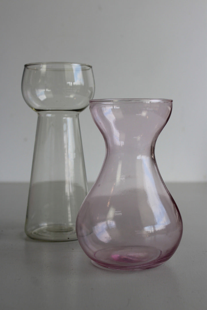 Pair Vintage Hyacinth Glass Vase - Kernow Furniture