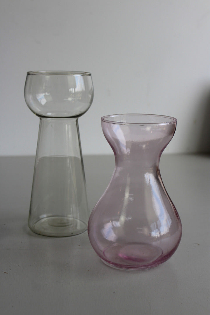 Pair Vintage Hyacinth Glass Vase - Kernow Furniture