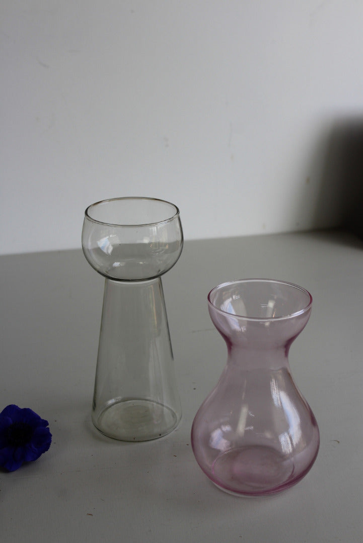 Pair Vintage Hyacinth Glass Vase - Kernow Furniture