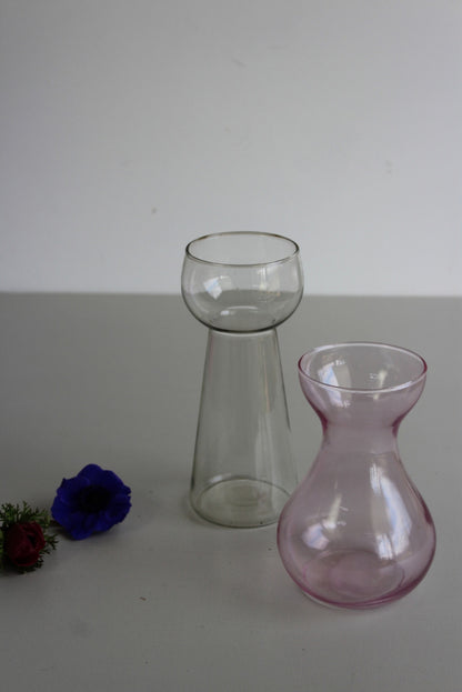 Pair Vintage Hyacinth Glass Vase - Kernow Furniture