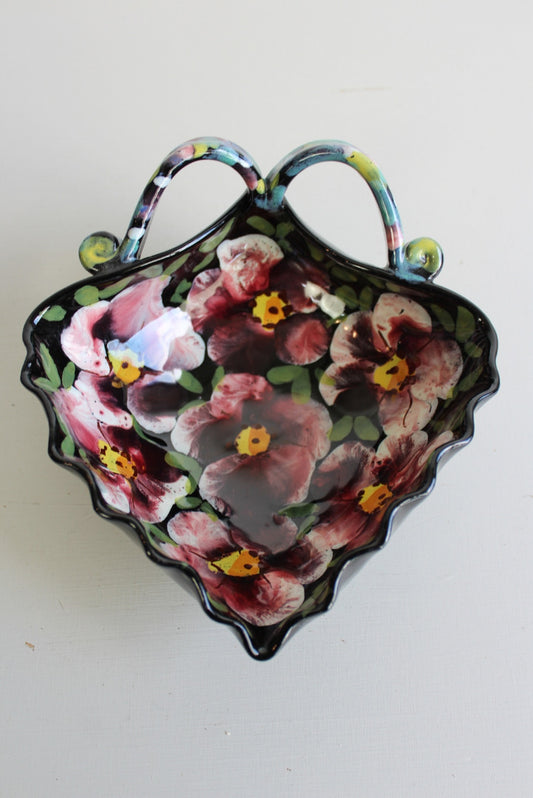 Vintage Decorative Pansy Floral Bowl - Kernow Furniture
