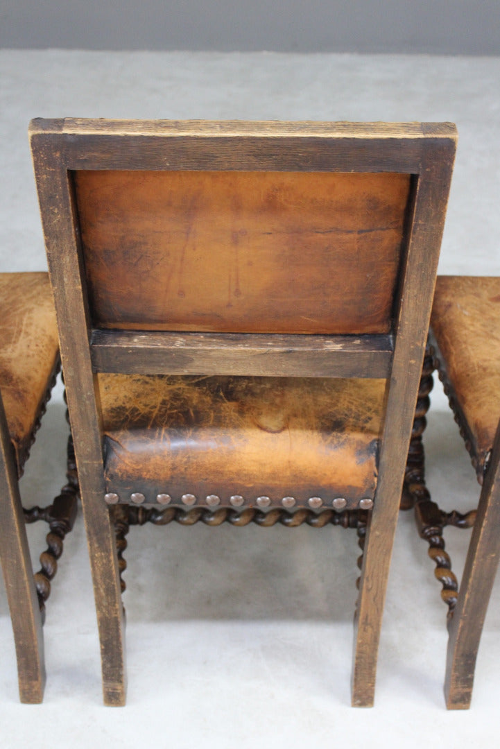 Set 6 Oak & Leather Dining Chairs - Kernow Furniture