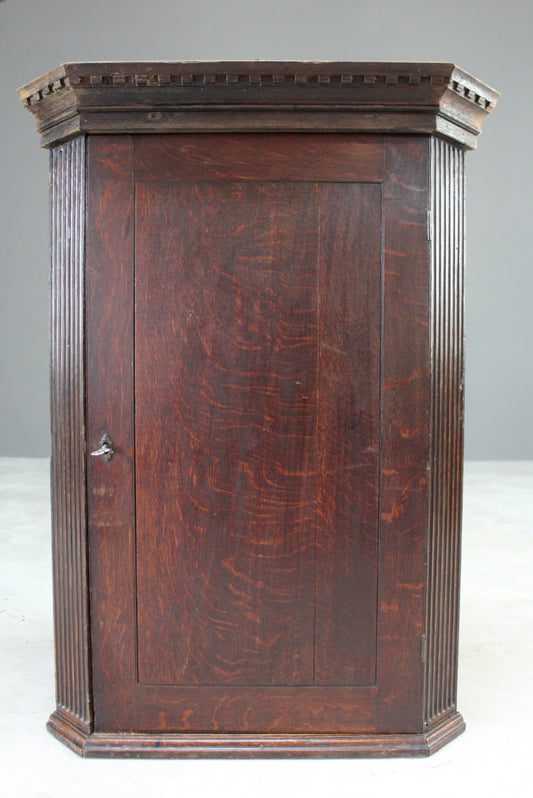 Rustic Antique Oak Corner Cupboard - Kernow Furniture