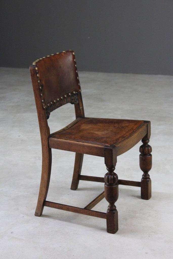 Single Vintage Leather Dining Chair - Kernow Furniture