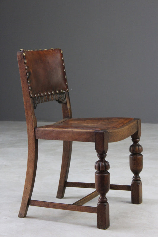 Single Vintage Leather Dining Chair - Kernow Furniture