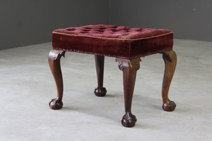 Antique Velvet & Mahogany Stool - Kernow Furniture