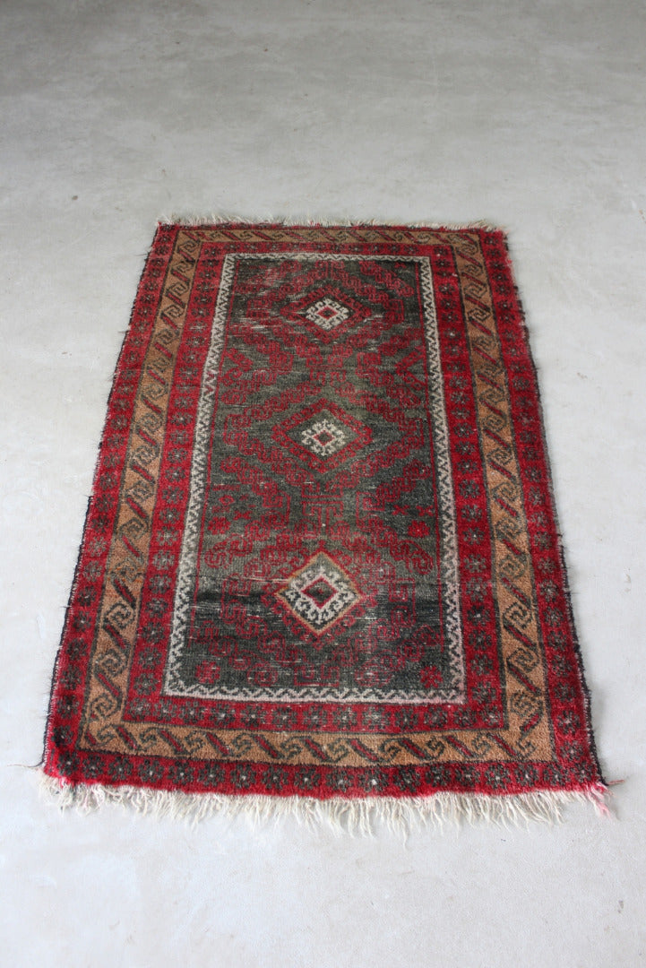 Vintage Worn Red Afghan Wool Rug - Kernow Furniture