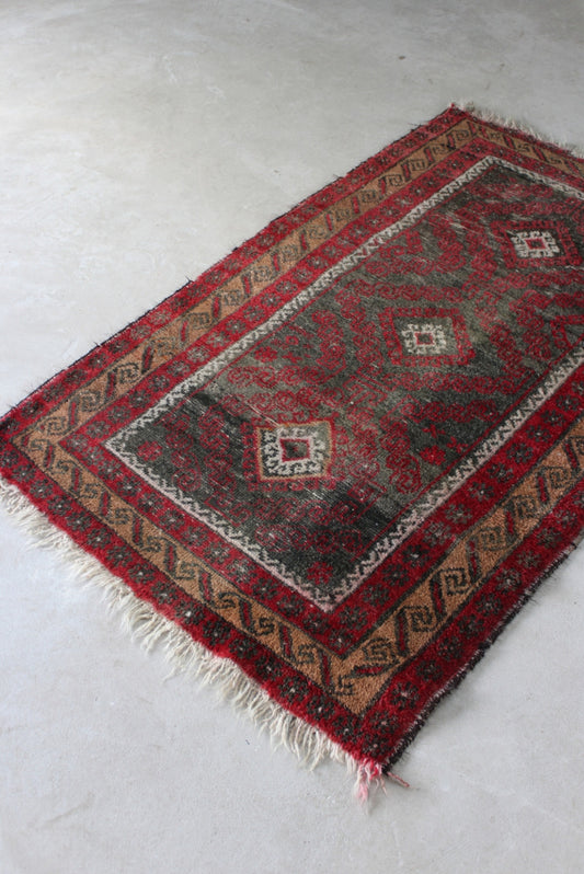 Vintage Worn Red Afghan Wool Rug - Kernow Furniture