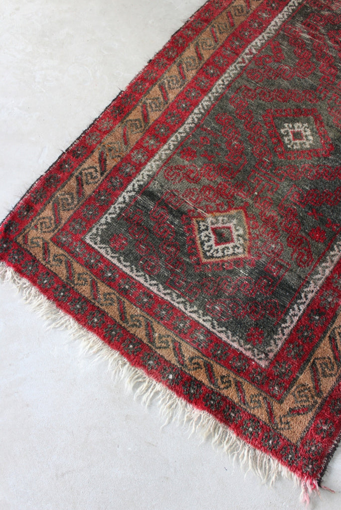 Vintage Worn Red Afghan Wool Rug - Kernow Furniture