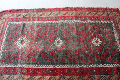 Vintage Worn Red Afghan Wool Rug - Kernow Furniture