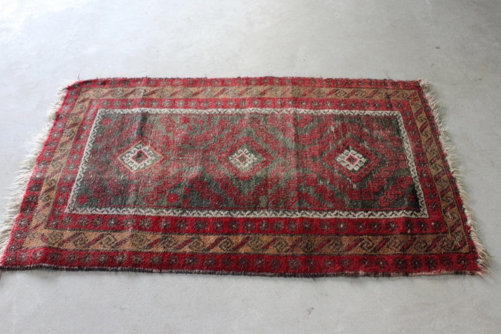 Vintage Worn Red Afghan Wool Rug - Kernow Furniture